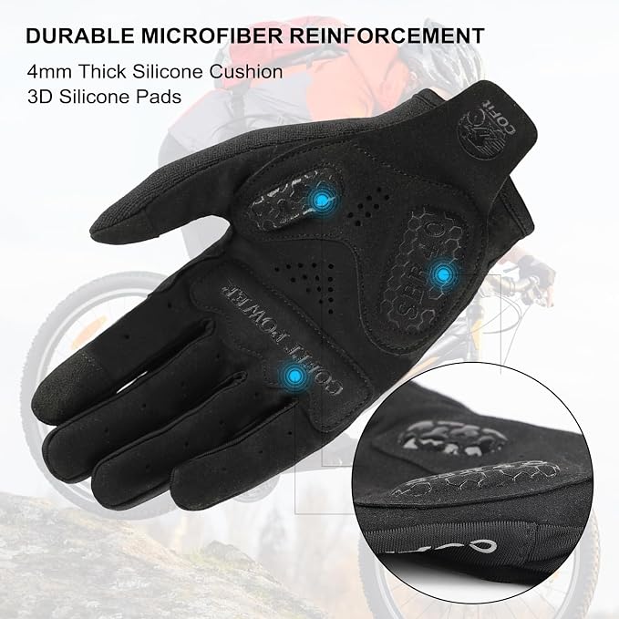 Guantes de ciclismo para hombre y mujer, con dedos completos y pantalla táctil miniatura 3