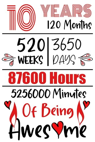 10 Years Of Being Awesome: 10th Birthday Gift, Funny Notebook Planner Gift For Family And Friends, 100 pages, Matte Finish 6 in x 9 in (15.2 x 22.9 cm) (Funny Journal Gifts 10 Year Old)