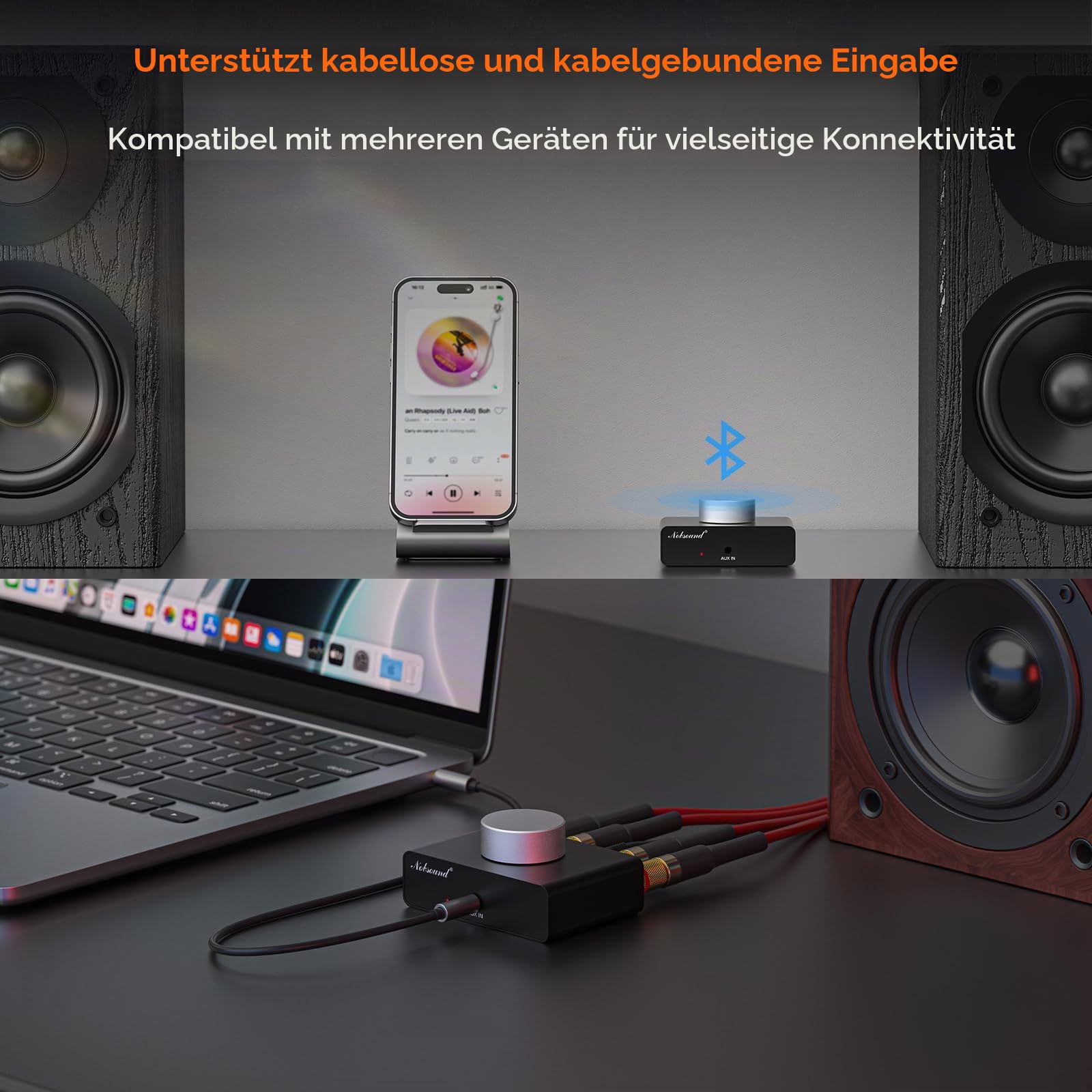 Nobsound Mini Bluetooth Stereo Verstärker: 50 W x 2 TPA3116 Endstufe, AUX- und Bluetooth-Eingänge, 2.0 Wireless Audio Receiver für Passive Lautsprecher/Bass Shaker
