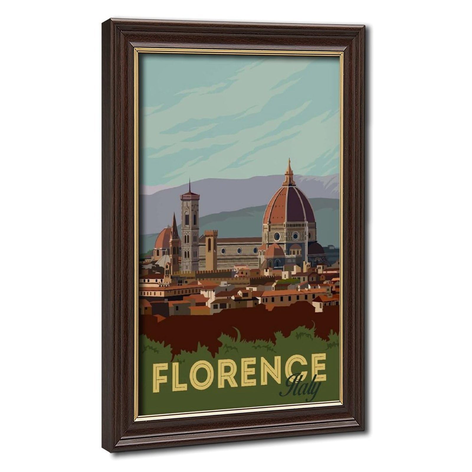 Bareronor Mokume Gane Frame-Style Florence Canvas Poster For Office Decor Gift
