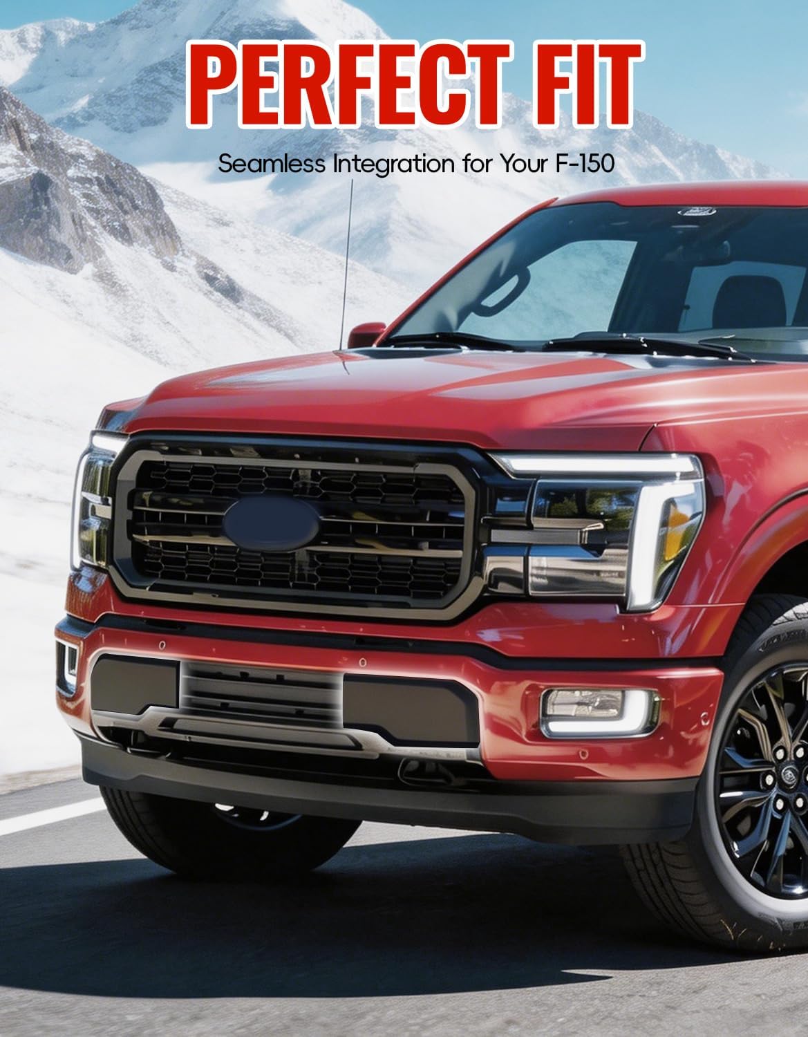 Front Bumper Guards Pads for 2024‑2025 Ford F‑150, Black Front Bumper Inserts Lower Grill Corner Protective End Caps Covers for Ford F150 2024 2025 Accessories