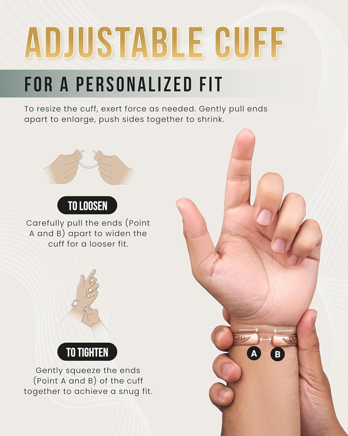 MagnetRX® Women's Copper Bracelet – Effective 99.9% Pure Copper Magnetic Bracelets for Women – Adjustable Womens Copper Cuff Bracelet Bangle (Floral Style) - Image 7