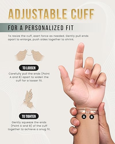 Miniatura 7 de MagnetRX Pulsera de cobre para mujer  Eficaz 99.9% cobre puro pulseras de terapia magnética para mujer  Brazalete ajustable de cobre para mujer,