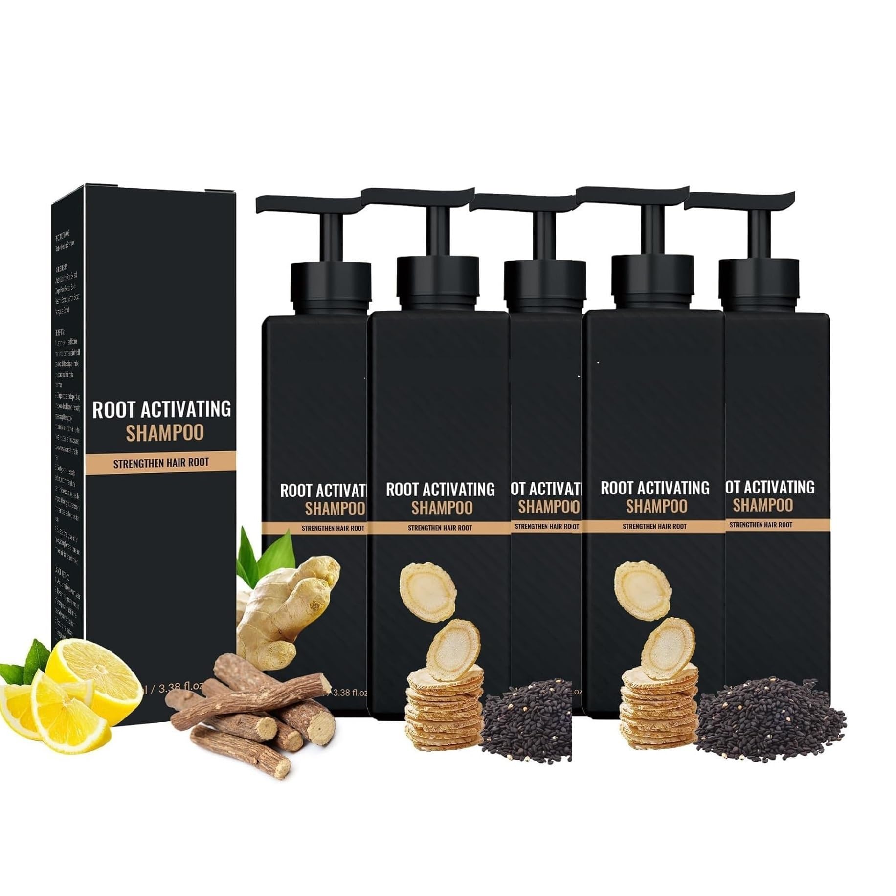 5PCS Root Activator Shampoo, Hair Growth Root Activator Shampoo, For Anti-Hair Loss, Natural Formula for Men and Women