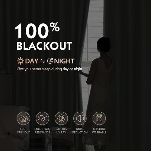 Miniatura 3 de FMFUNCTEX Cortinas 100% opacas para dormitorio, cortinas de tejido geométrico verde salvia de 90 pulgadas de largo, cortina con aislamiento térmico