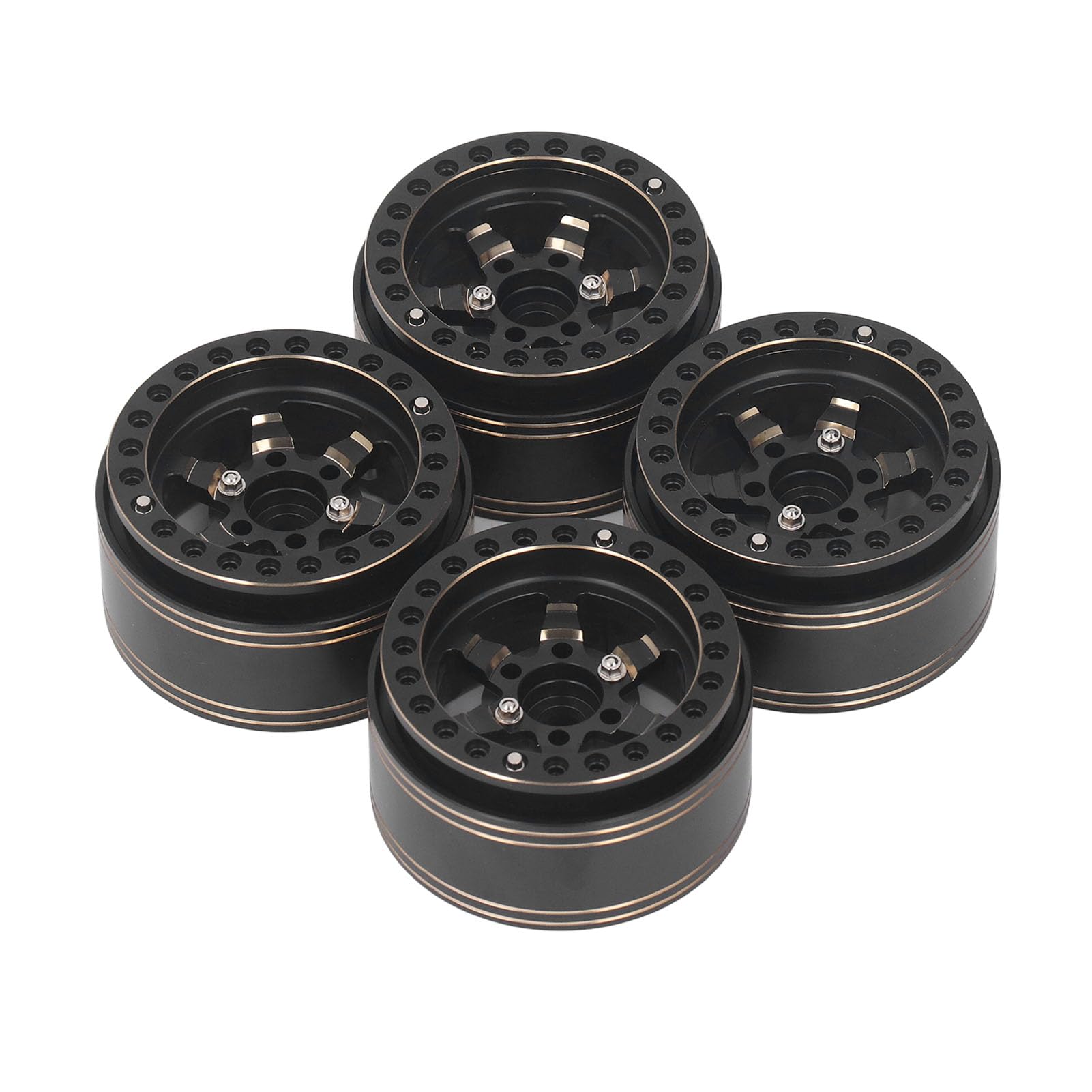 4 Pièces RC Beadlock Jante de Roue Moyeu en Laiton pondéré Pièce de Voiture RC pour SCX10 D90 D110 1/10 Voiture Télécommandée