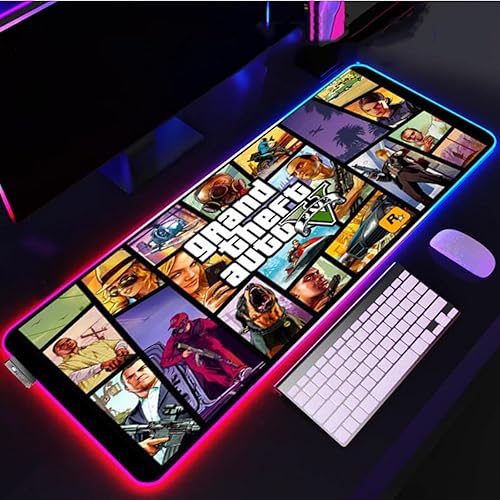 Mouse Pads LED Anime Mouse Pad XXL RGB Grand Office Accessories Game Mats Desk Mat Gamer Gaming Mause Pads Pc,900x400x4MM