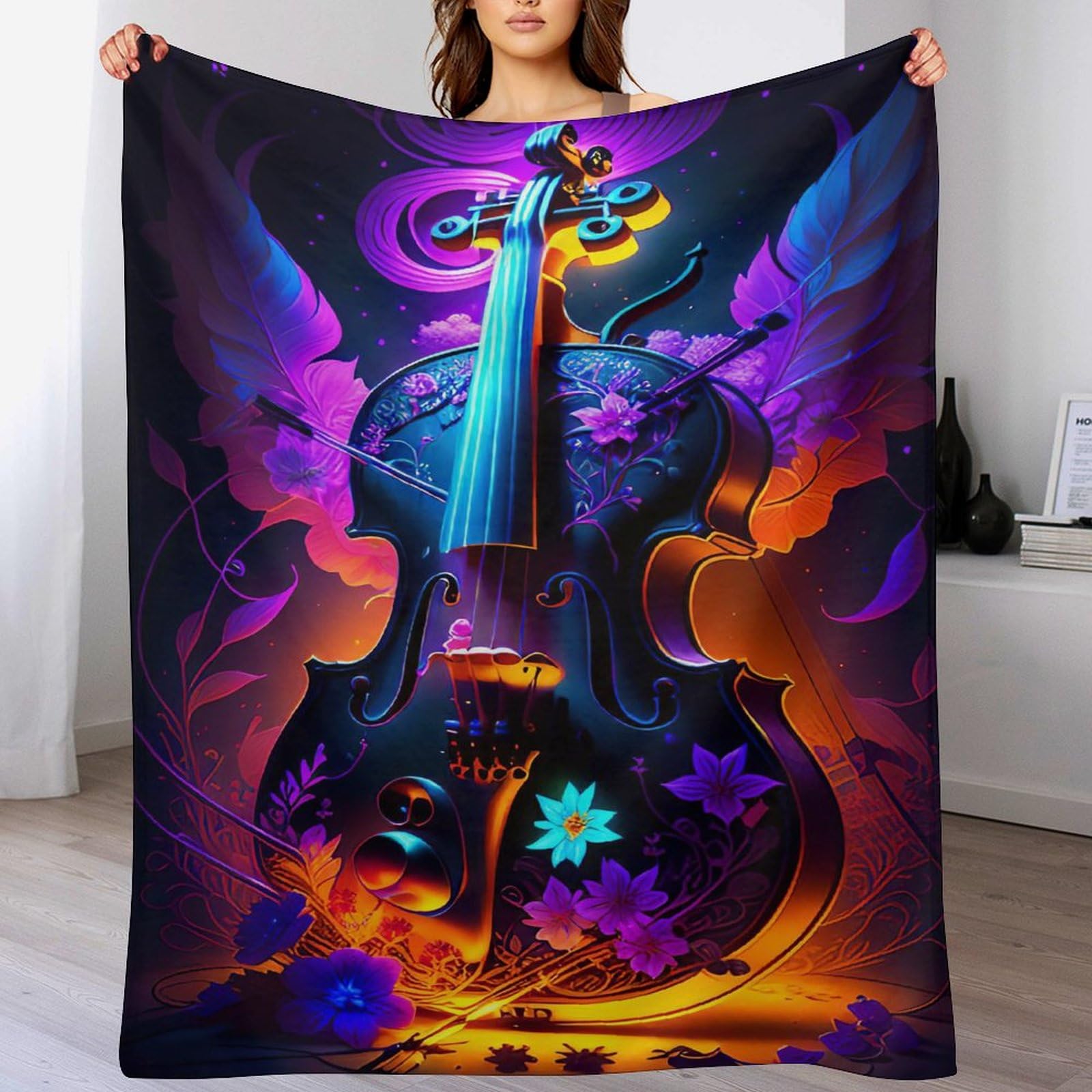 Couverture Violon en Flannel douce 180x200cm pour lit et canapé