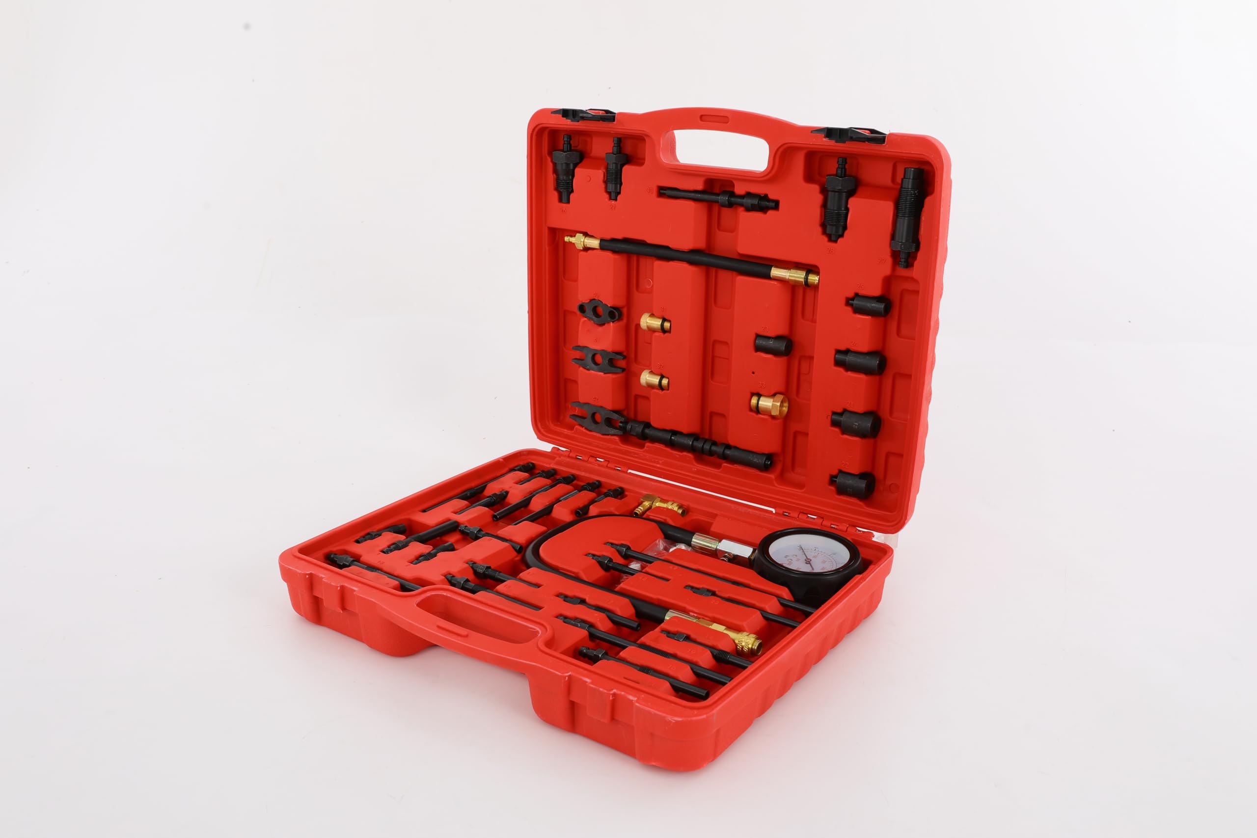 Tester di compressione in acciaio al carbonio #45, 0 – 40 bar, tester di compressione Diesel 45 × 35 × 5 cm