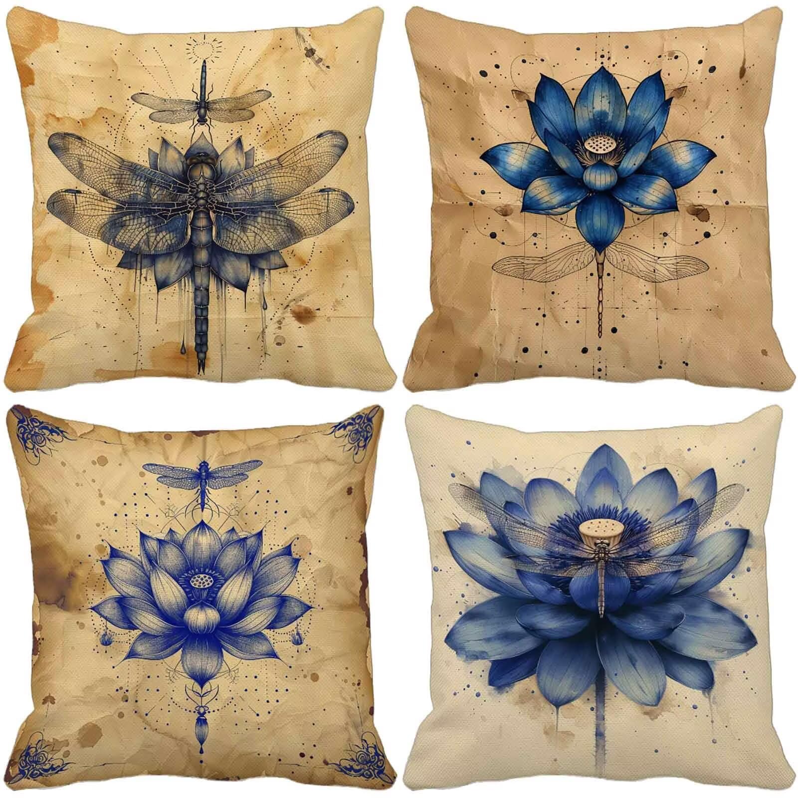 Amazon.co.jp: クッション おしゃれ 60x60cm 4枚セット レトロ