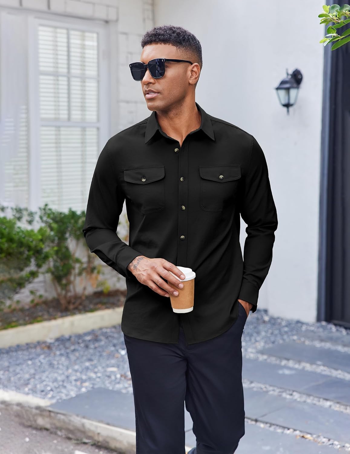 COOFANDY Men's Long Sleeve Button Down Work Shirt with Flap Pockets - Image 6