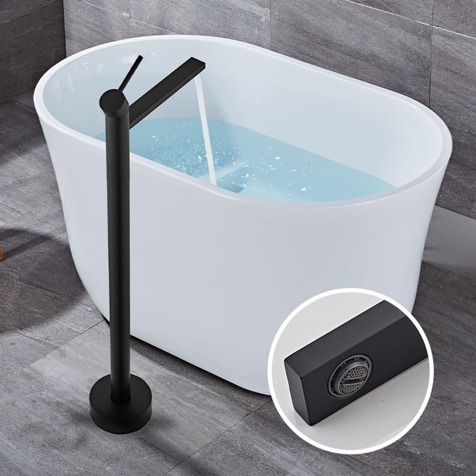 Freistehender Badmixer TAP Freestanding Bad Haken Heiße und kalte Eingriff freistehende Wasserhähne für Badboden, die weiß montiert sind Beauty Comes