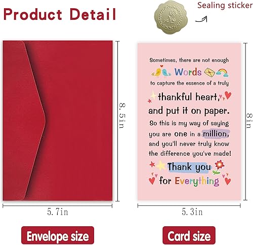 Miniatura 2 de Tarjeta de agradecimiento para amigos, tarjetas de agradecimiento para jefe compañero de trabajo, tarjeta de agradecimiento de poema para profesor,