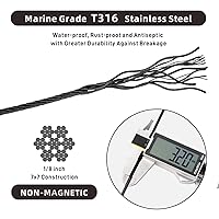 Vista 2 de ATLOS Black Stainless Steel Cable with Cutter, 300FT 1/8" T316 Wire Rope, 1850 lb Breaking Strength, 7x7 Strands Aircraft Cable for Clothes Line