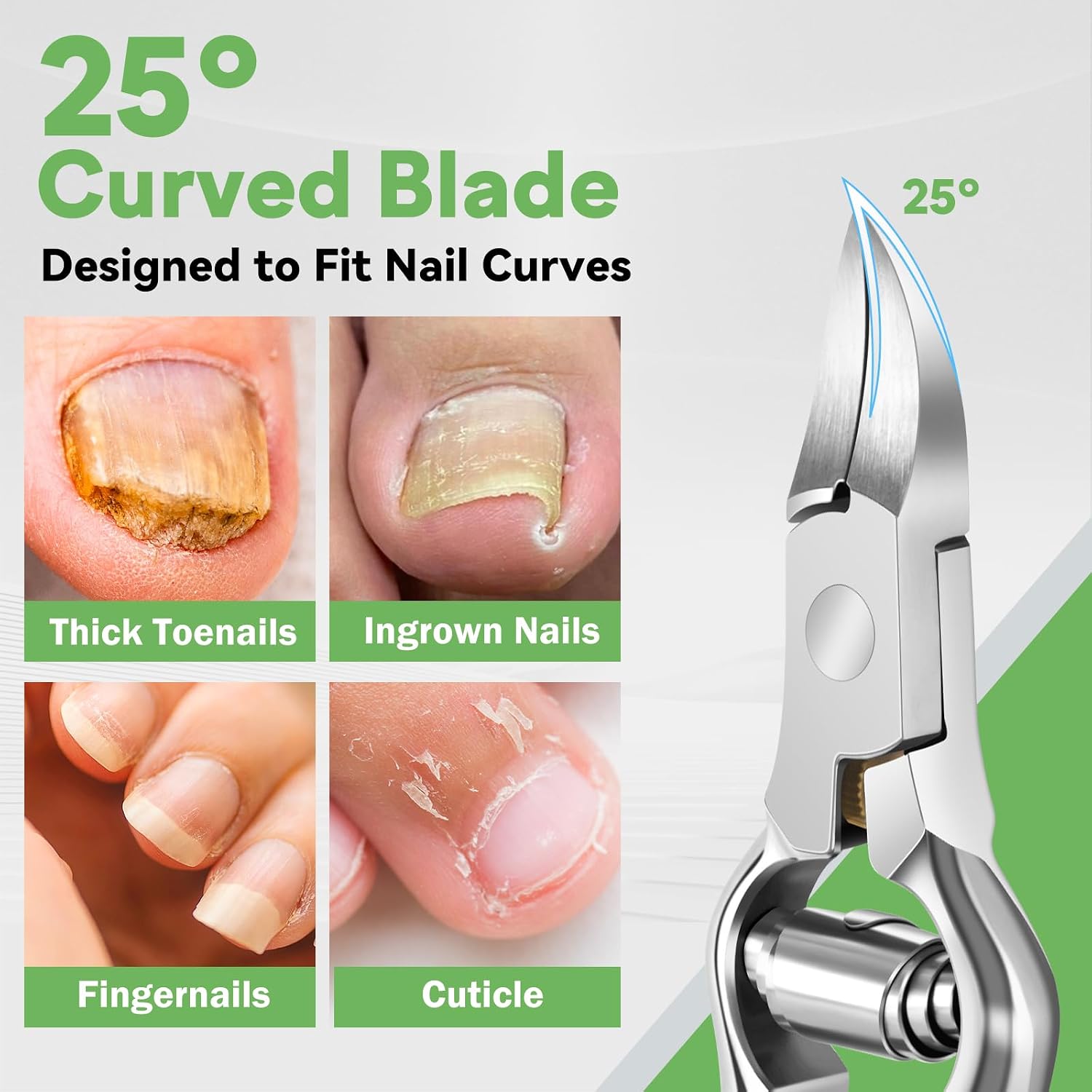 Podiatrist Ingrown Toenail Clippers for Thick Nails, Heavy Duty Toenail Clippers for Seniors with Long Handle, Professional Angled Slanted Nail Clippers for Men, Women, Adult, 3PCS