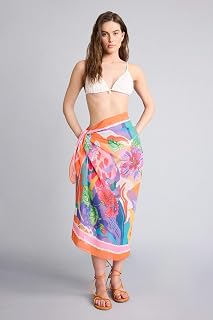 DeFacto Regular Fit Tropikal Desenli Şifon Pareo