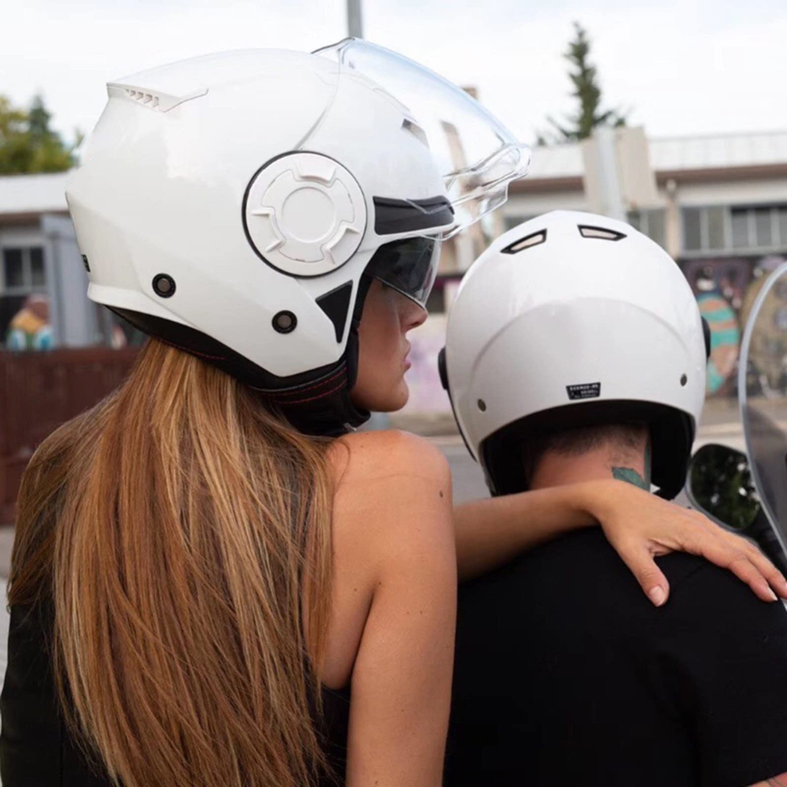BAUTI Casque Moto à Visage Ouvert Casque Jet 3/4 Casque Demi-Couverture Vintage Approuvé par Le ECE Double Pare-Soleil Casque D'été Léger Homme Femme Scooter Cyclomoteur Chopper N,L=(57-58CM)