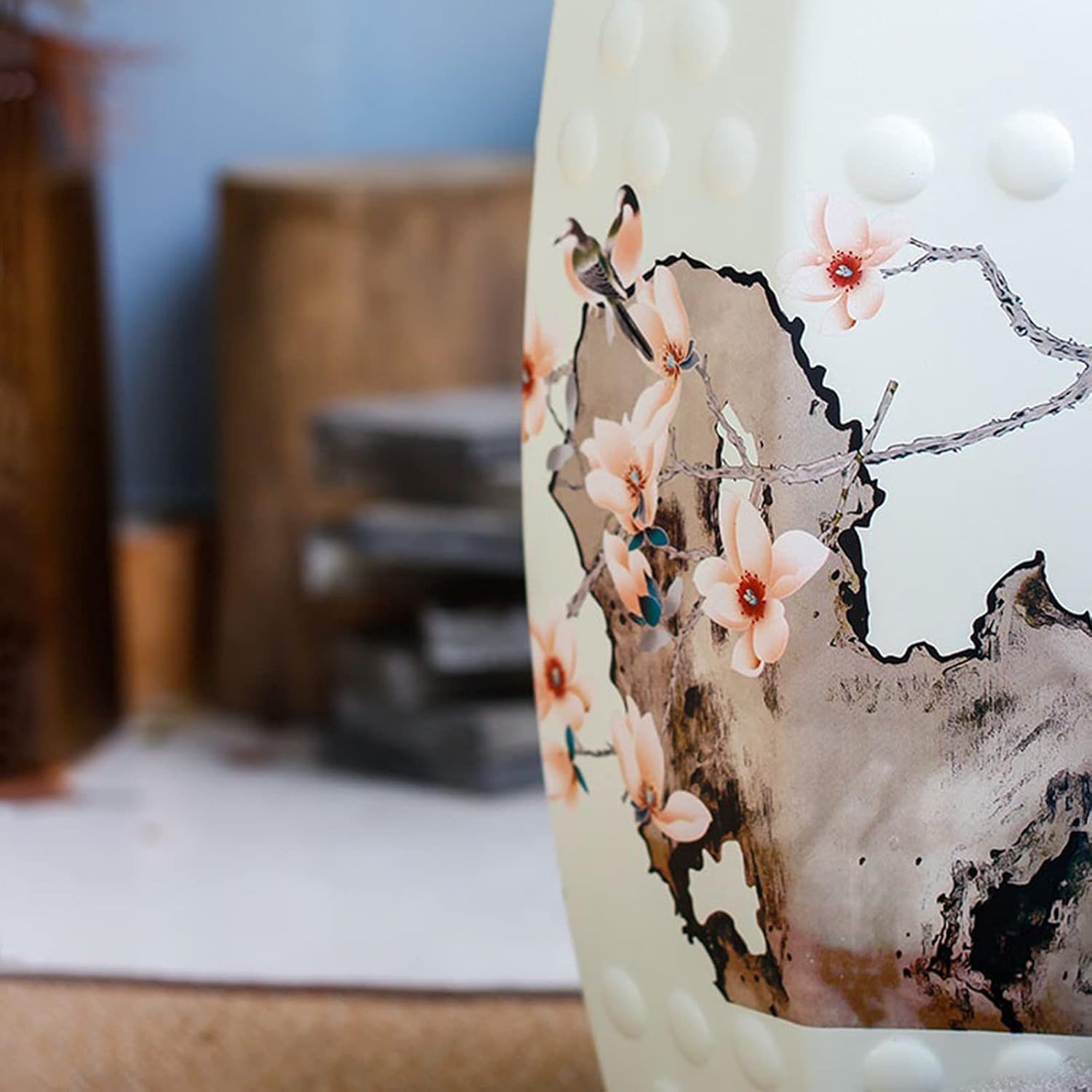 Decorative garden stools, Ceramic Drum Stool，Dressing Stool, Embroidered Pier，Garden Decorative Stool, Suitable for Garden, Patio, Lawn,Home Indoor & Outdoor(C)