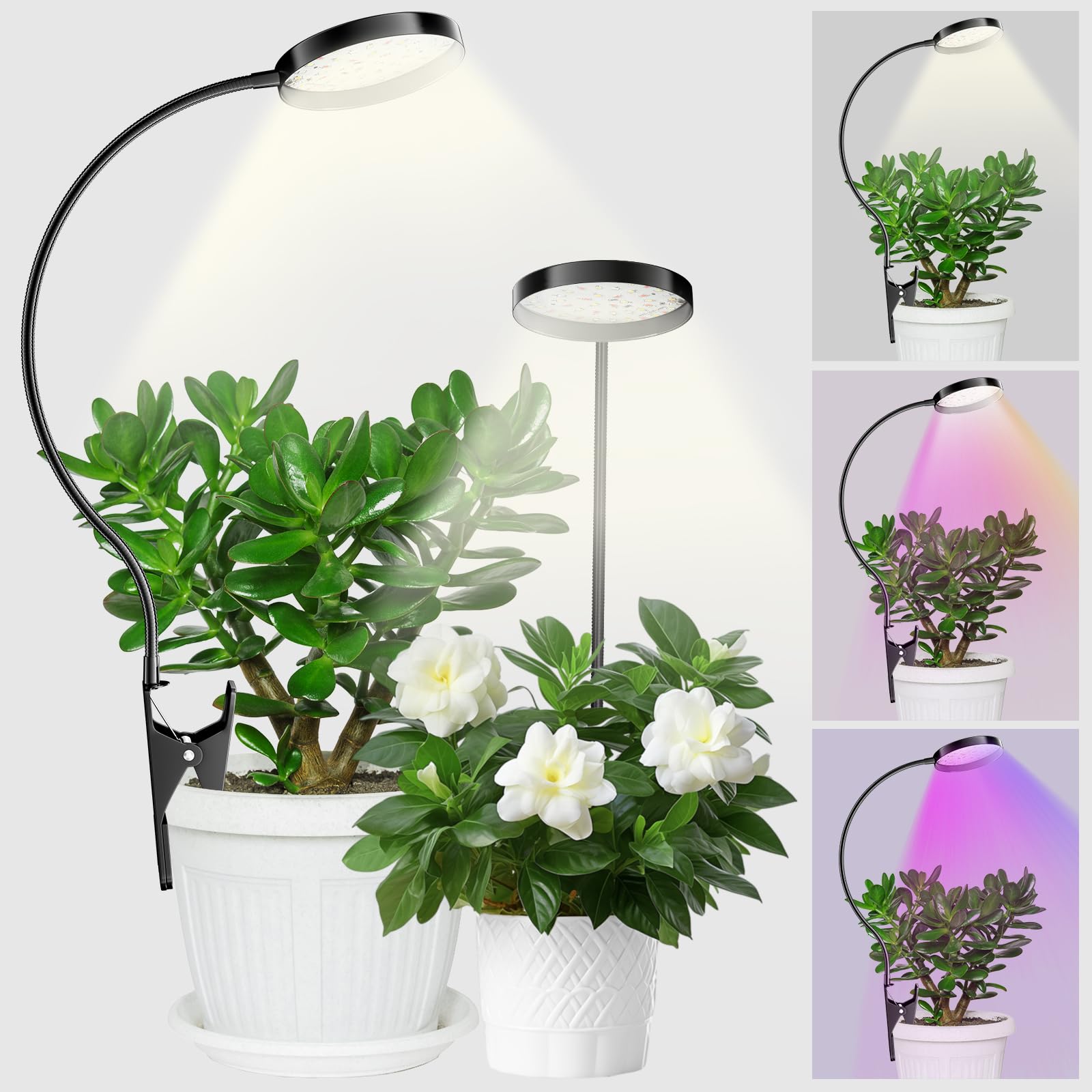 YUYMIKA Grow Lights for Indoor Plants Clip On Full Spectrum LED Grow Light with 3,6,12 H Timer, 10 Dimmable Levels