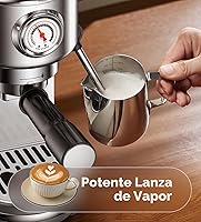 Vista 6 de Máquina de café expreso con espumador de leche, cafetera de espresso a presión de 20 bares, con tanque extraíble de 44 onzas, cafetera compacta