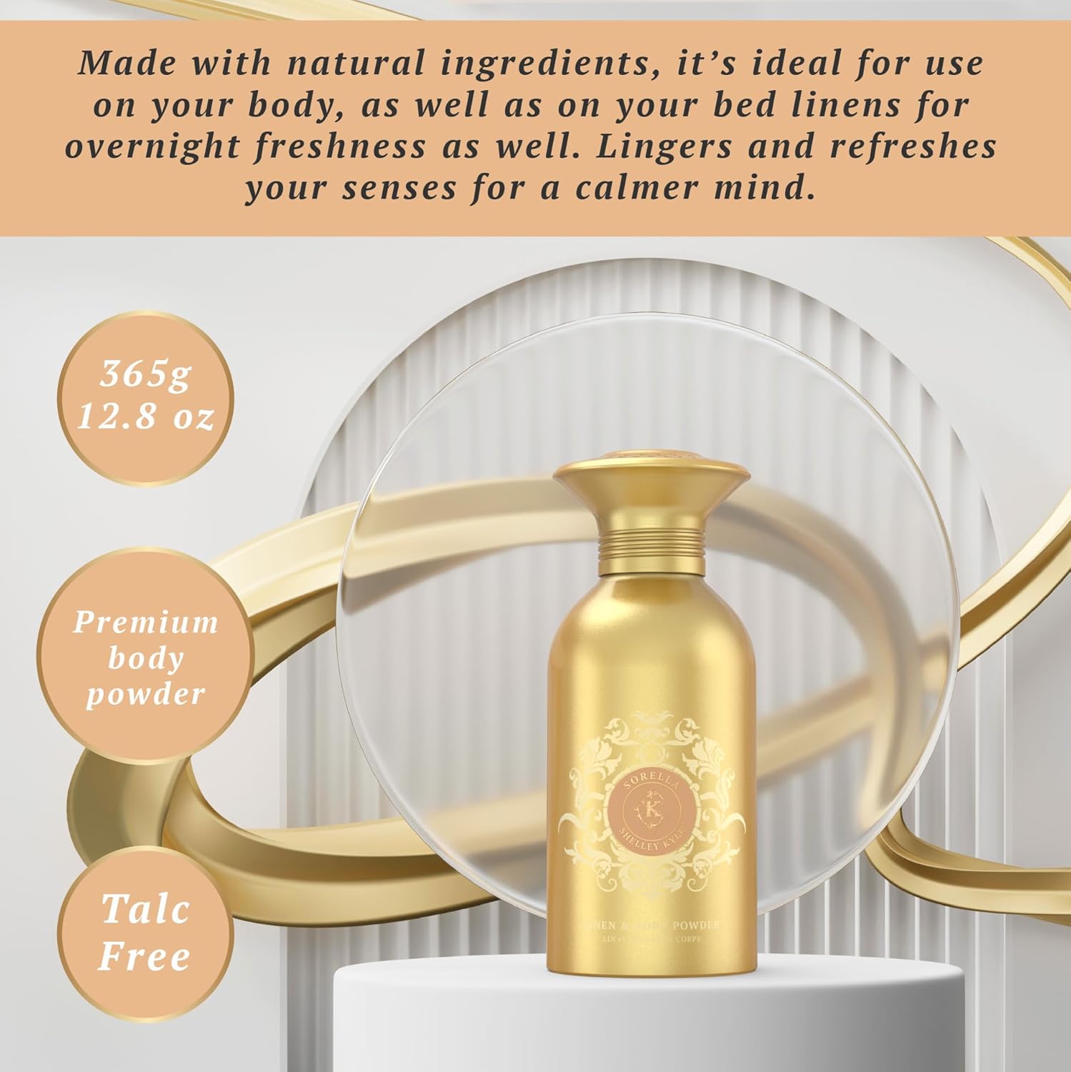 Talc-Free Body Powder for Women for Daily Use and After Bath - Sorella 365 g (Puff not Included)