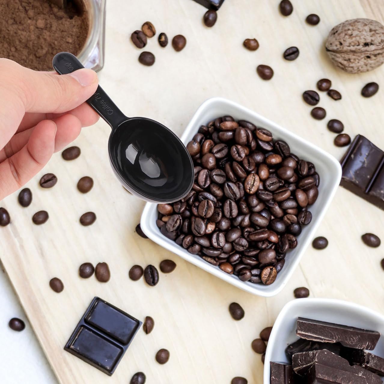 KALLORY 50pcs Black Coffee Measuring Spoons 15ml Small Powder Scoop Multi-function for Coffee, Tea, Milk Powder Measuring in Home Kitchen