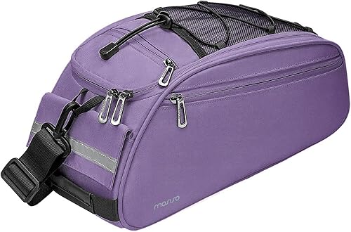 Miniatura 19 de MOSISO Bolsa de maletero para bicicleta, bolsa impermeable para asiento trasero de bicicleta, bolsa de almacenamiento para el sillín, bolsa de Negro