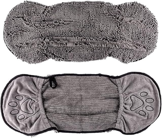 AllPetSolutions Noodle Dog Wash Quick Drying Puppy Towel Grey Microfibre Absorbent | Super Soft Pet Towel With Hand Pockets - 80 x 30 cm