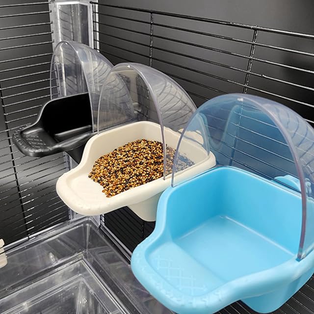 Foto 3 de 8 de Comedero para pájaros en el interior de la jaula de gran capacidad, dispensador de alimentos para periquitos
