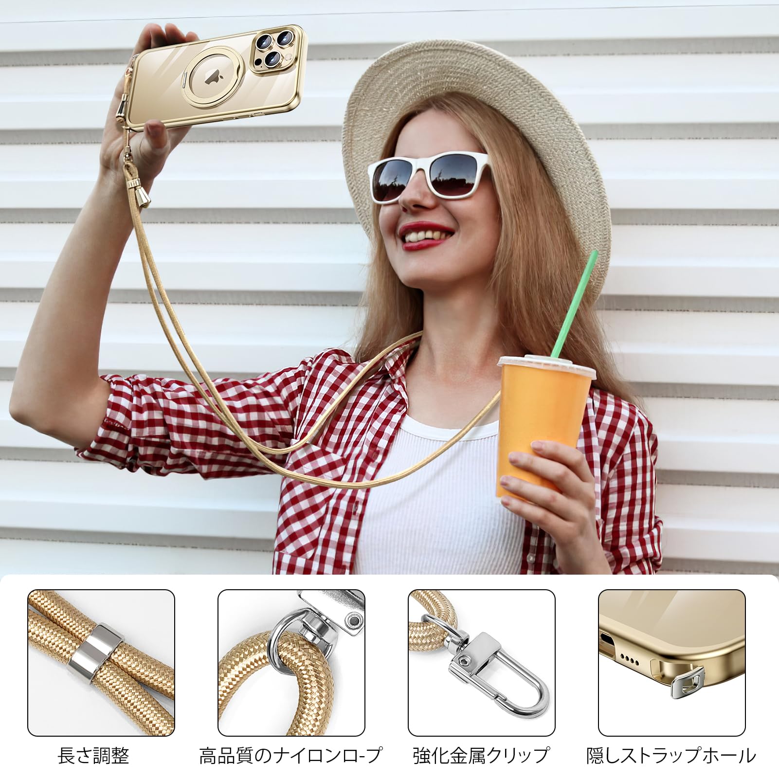 ⭐️iPhone14Pro用 ケース 隠しスタンド MagSafe対応 ゴールド Amazon.co.jp: iPhone 14 Pro Max 用 ケース ダブルリング付き