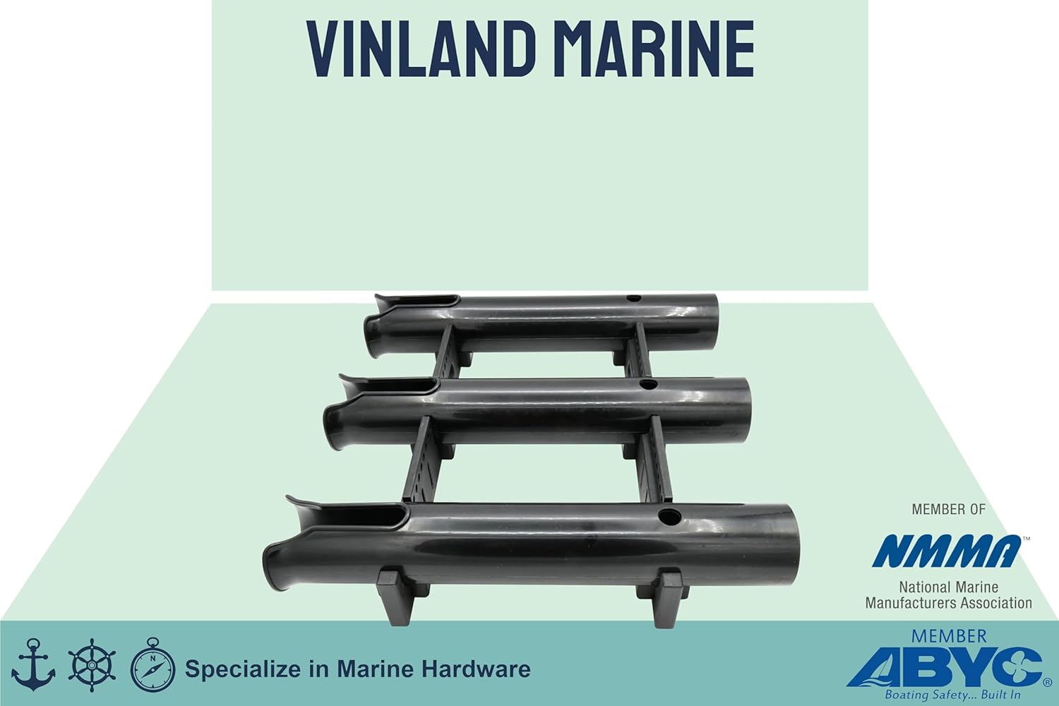Vinland Marine Plastic Rod Holder, Fishing Pole Holders, White/Black Wall Mount Fishing Rod Holder, Golf Cart Fishing Rod Holder, PVC Rod Holder, Milk Crate Fishing Rod Holder, Rod Rack for Boat
