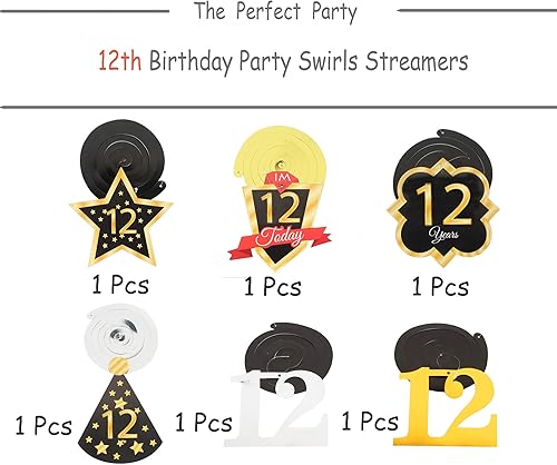 Miniatura 471 de LINGTEER Happy 65th Birthday Decorations Set - 12Pcs Black & Gold Swirls Streamer,Happy Birthday Bunting Banner,Cheers to 65 Years Old Bday Party