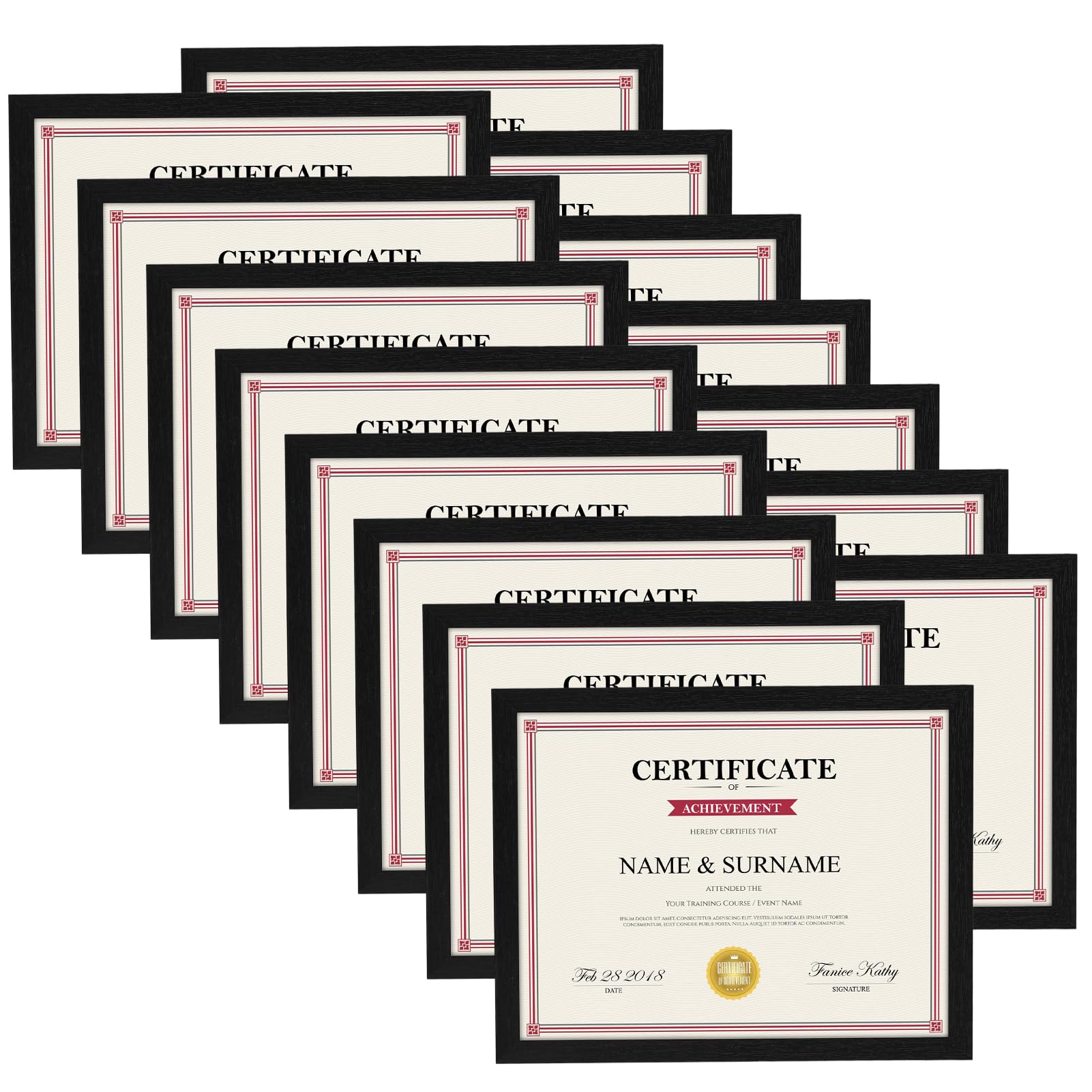 Giftgarden Bilderrahmen, 21,6 x 28,9 cm, schwarzes Holz, 21,6 x 28,9 cm, für Auszeichnungen, Dokumente, Diplome, Wand oder Tischplatte, 15 Stück