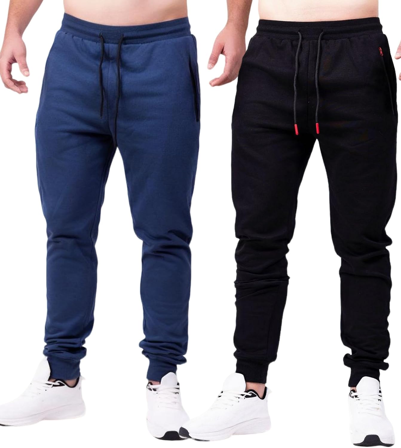 Men's Active Premium Quality Workout Joggers, Sweatpants with Zipper Pocket, Adjustable Drawstring, S-XXL