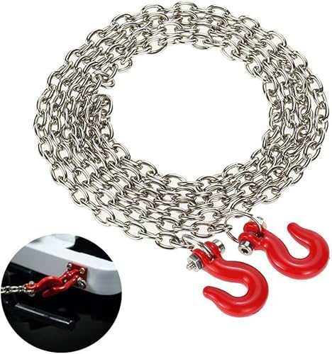 Gancho de remolque de metal y cadena para 110 D90 SCX10 RC Rock Crawler accesorios de decoración de coche (rojo)