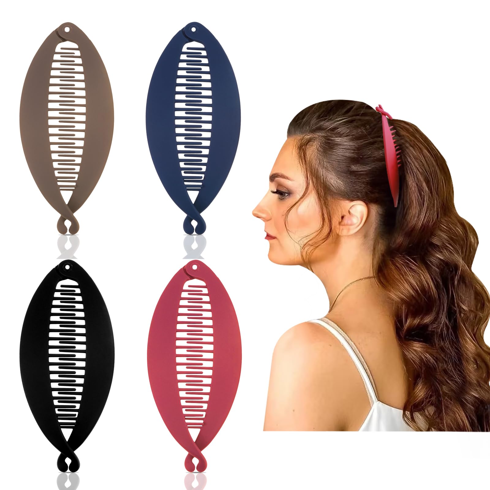 Amazon.com : Nogeqi 4pcs Banana Hair Clips for Women Thin And Thick ...