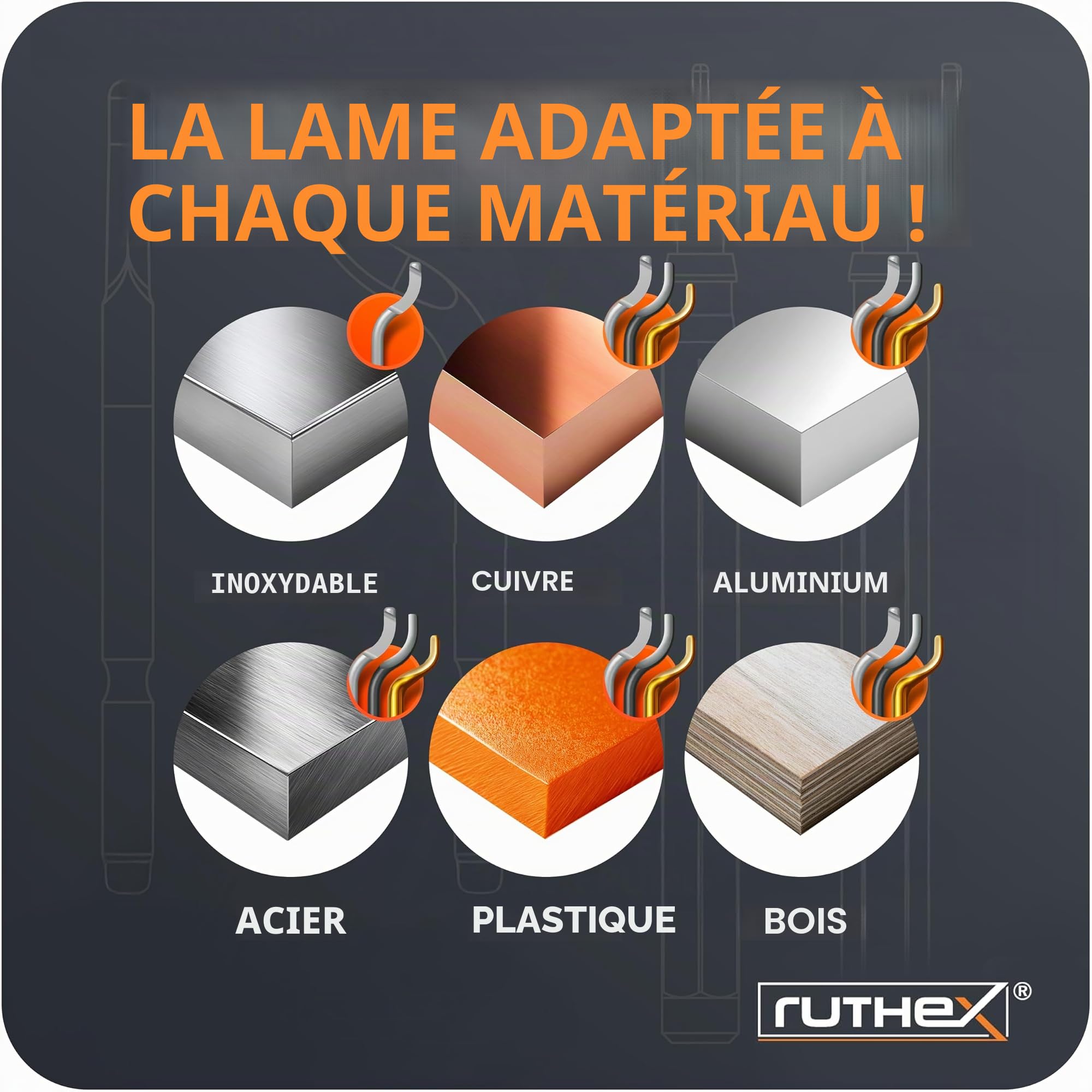 ruthex Ébavureur dans une boîte en métal avec 11 lames pour plastique, métal, acier inoxydable - Idéal en impression 3D - Ébavureur manuel avec compartiment de rangement - Lames d'ébavurage