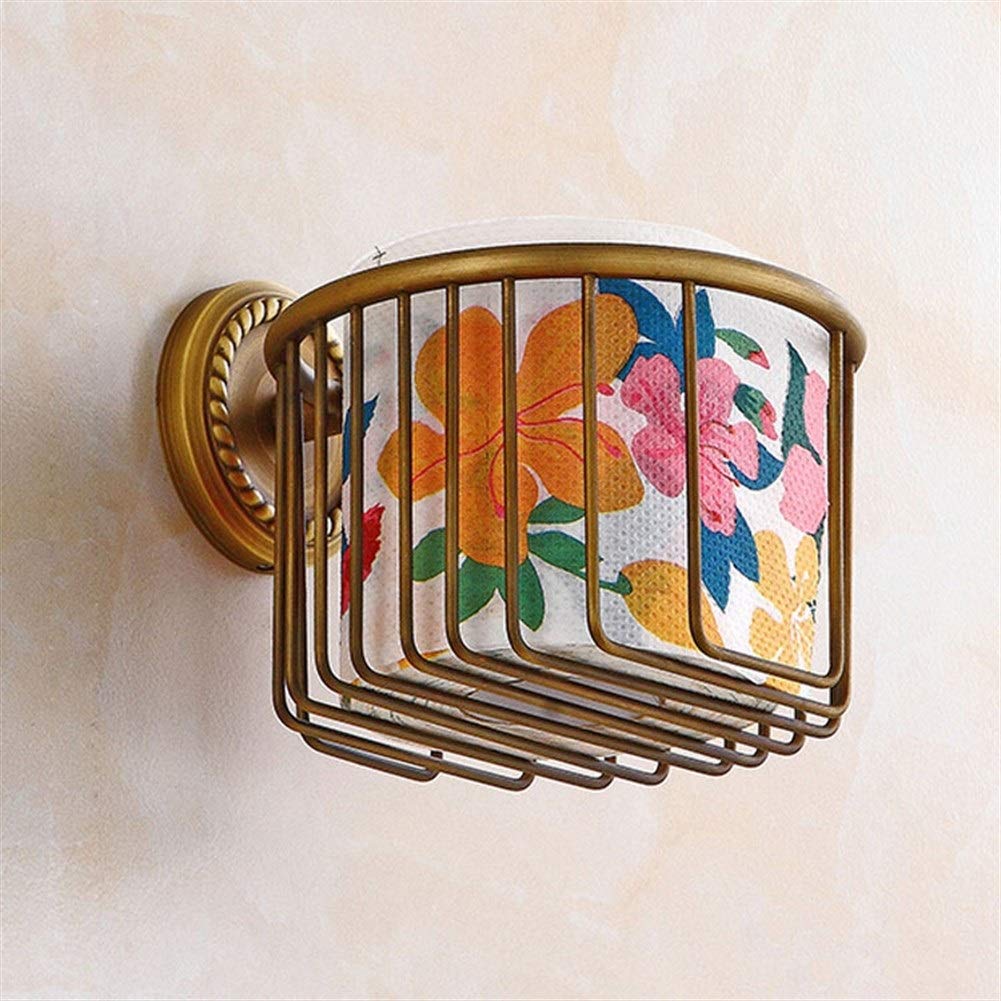 Toilet Roll Holder Toilet Paper Holder Wall Mounted Vintage Brass Roll Tissue Wire Basket Dispenser Tissue Paper Roll — view 2