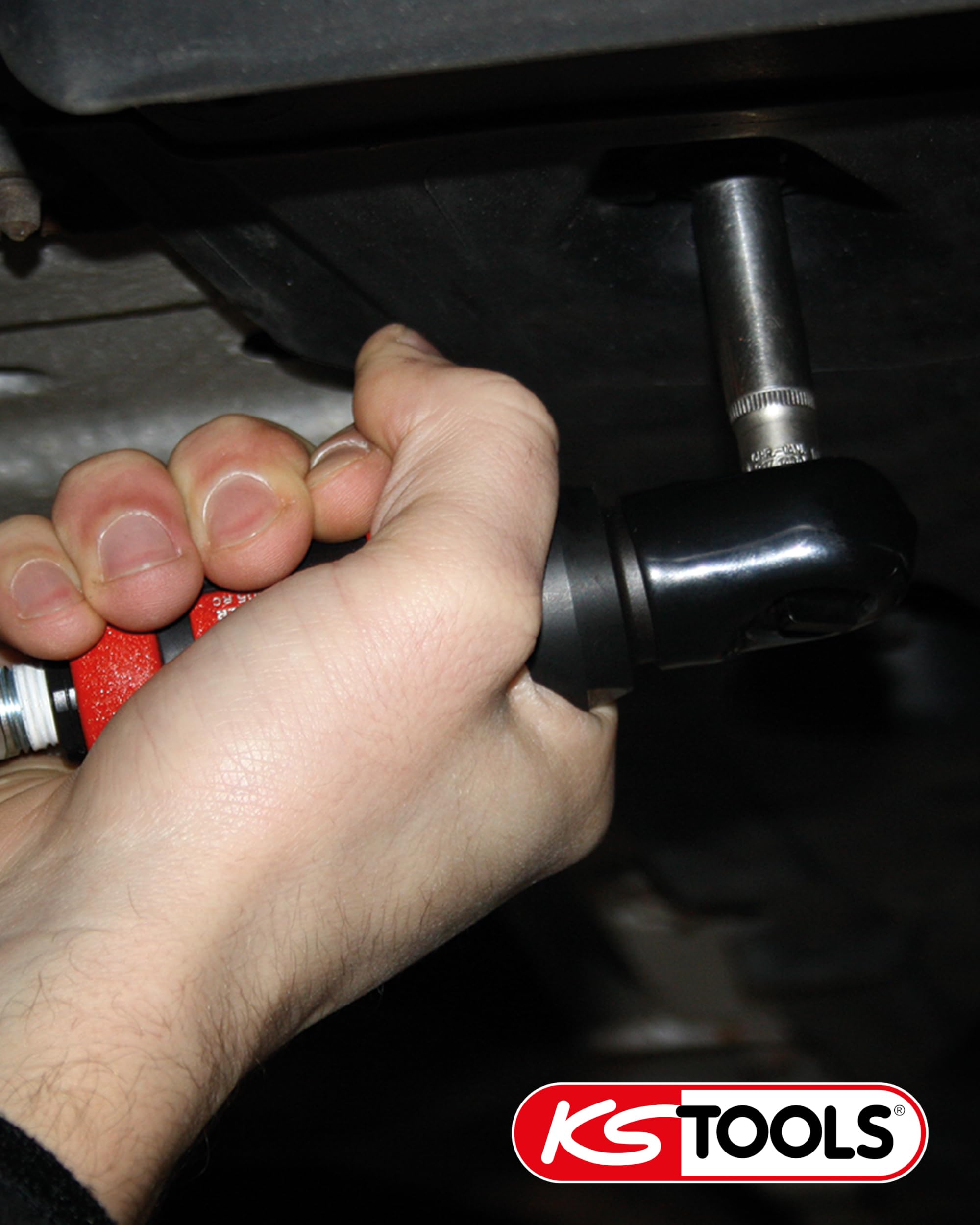 KS Tools Mini Druckluft Ratsche 1/4" SlimPOWER 515.5505 I Umschaltratsche mit Vierkantantrieb nach DIN 3120 / ISO 1174 mit Kugelarretierung I 3-fach Verzahnung I 30Nm