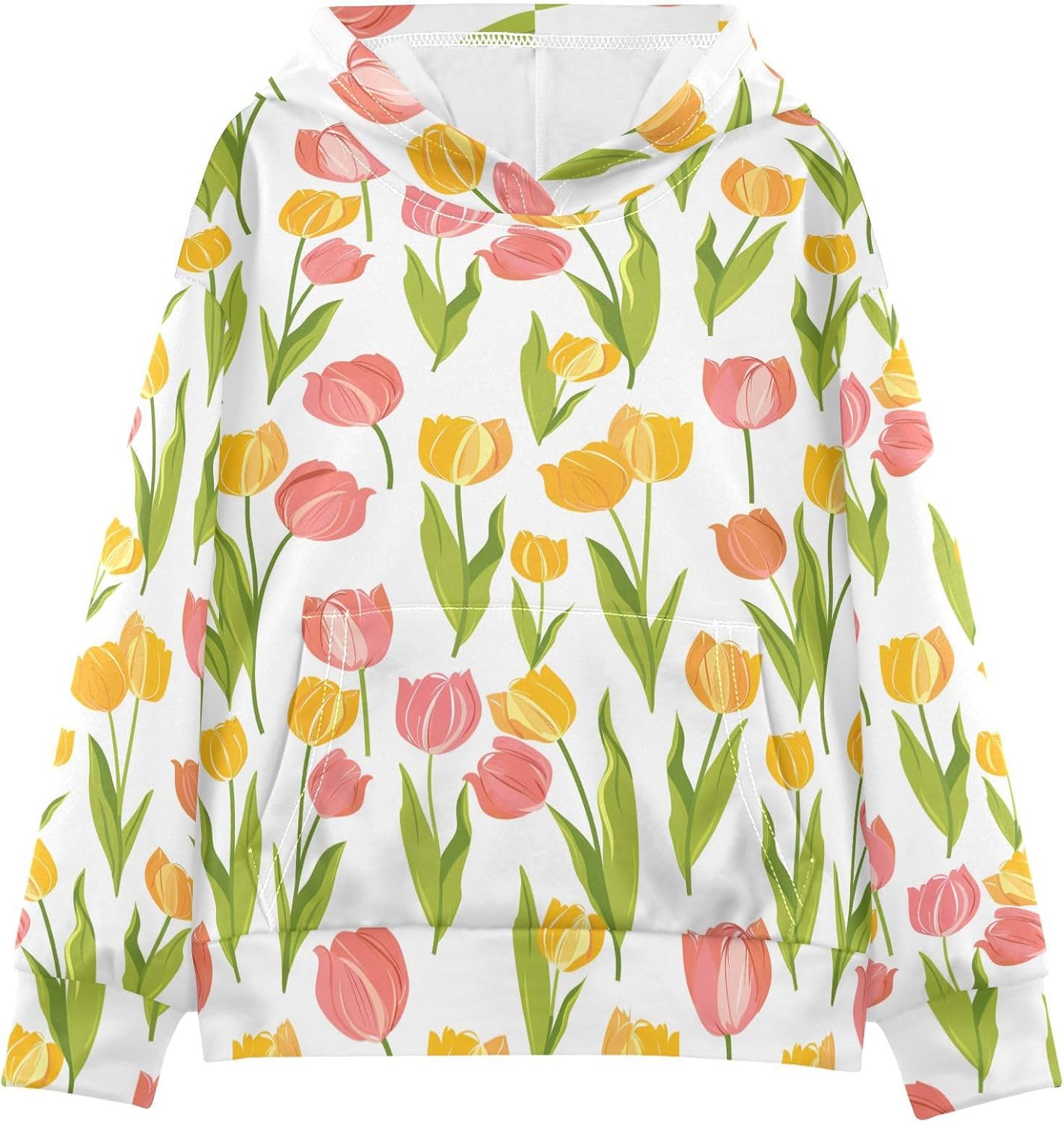 ALAZA Tulip Flower Floral Hoodies Sweatshirt for Boys Girls Kids Hooded Pullover Top