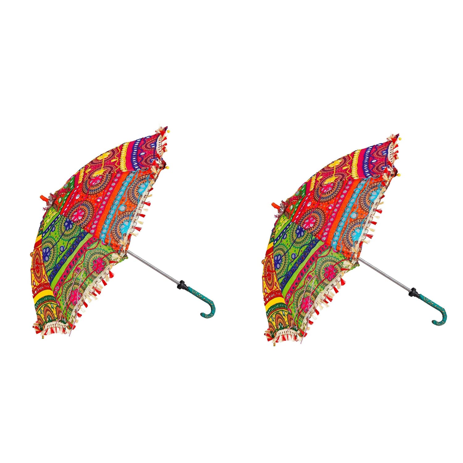 SM CreationsEmbroidery Work Decorative Handmade Wedding Umbrella Set of 2 Umbrella Useful for Party Decoration, Home Decor, Pre Wedding.