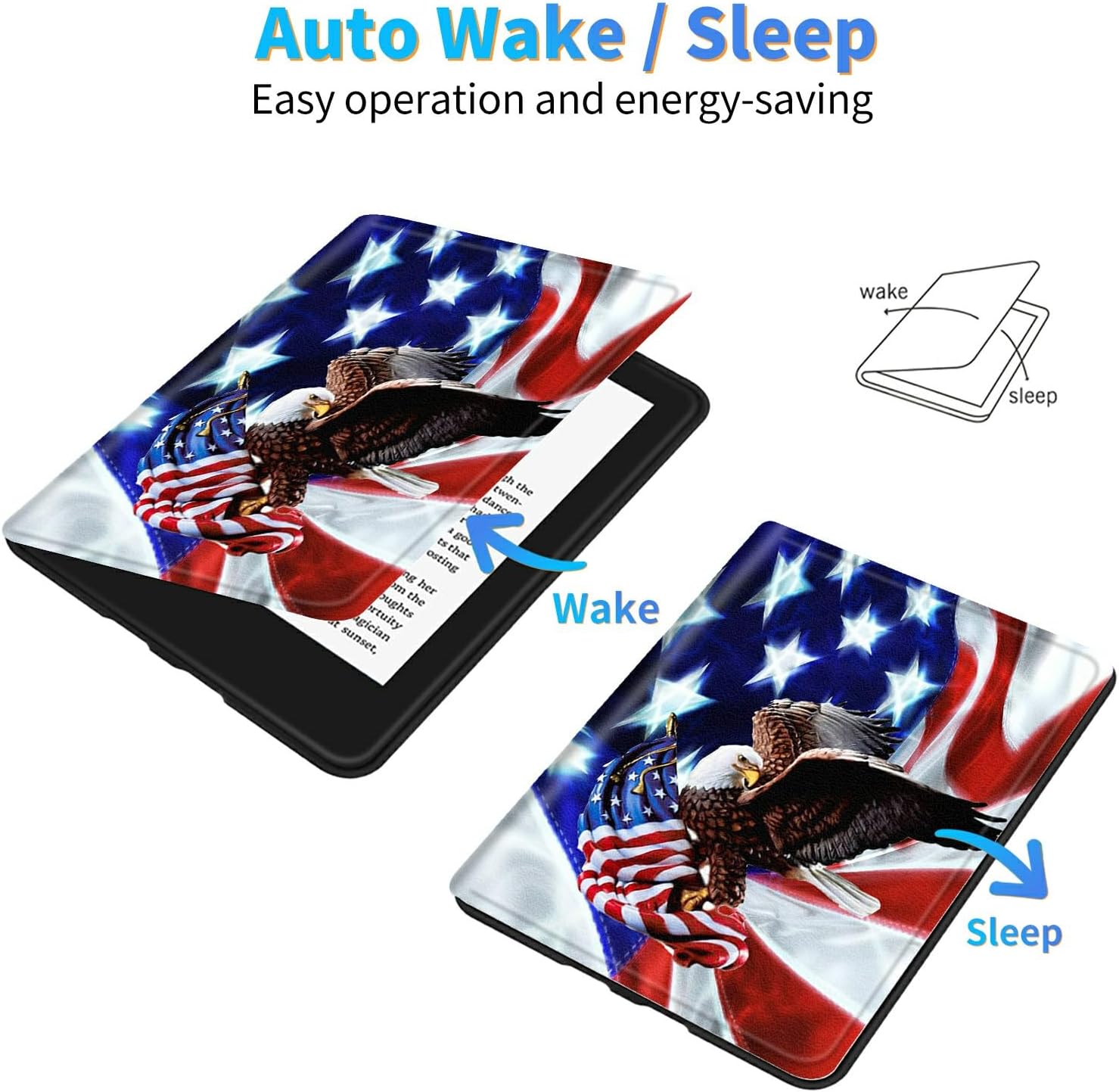 Case for Amazon Kindle Fire Max 11 Tablet (13th Gen, 2023 Release), Slim Adjustable Stand Back Shell Protection Smart Cover for Fire Max 11 2023 11 Inch, Eagle on American Flag