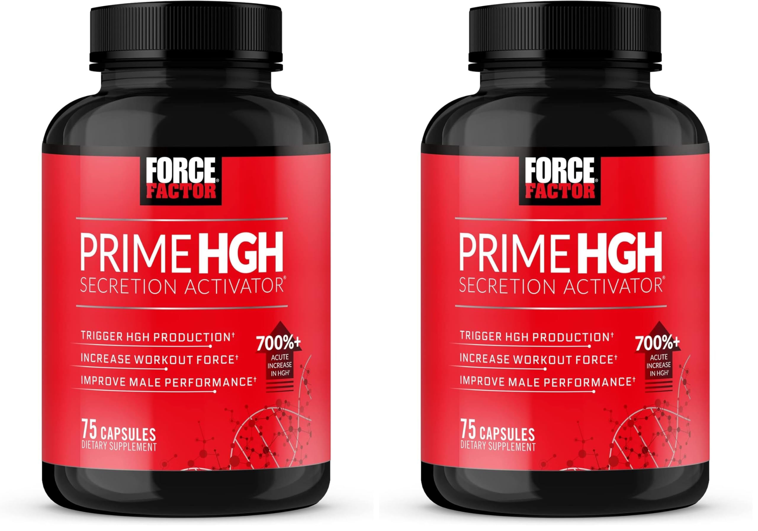 Force Factor Prime HGH Secretion Activator, HGH Supplement for Men with Clinically Studied AlphaSize to Help Trigger HGH Production, Increase Workout Force, and Improve Performance, 75 Capsules
