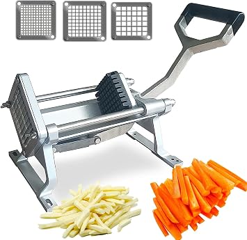 SciAza French Fry Cutter, Heavy Duty Potato Slicer, Stainless Steel Potato Cutter Set with 6mm 9mm 12mm Blades for Sweet Potato, Carrot, Yam, Cucumbers,6mm