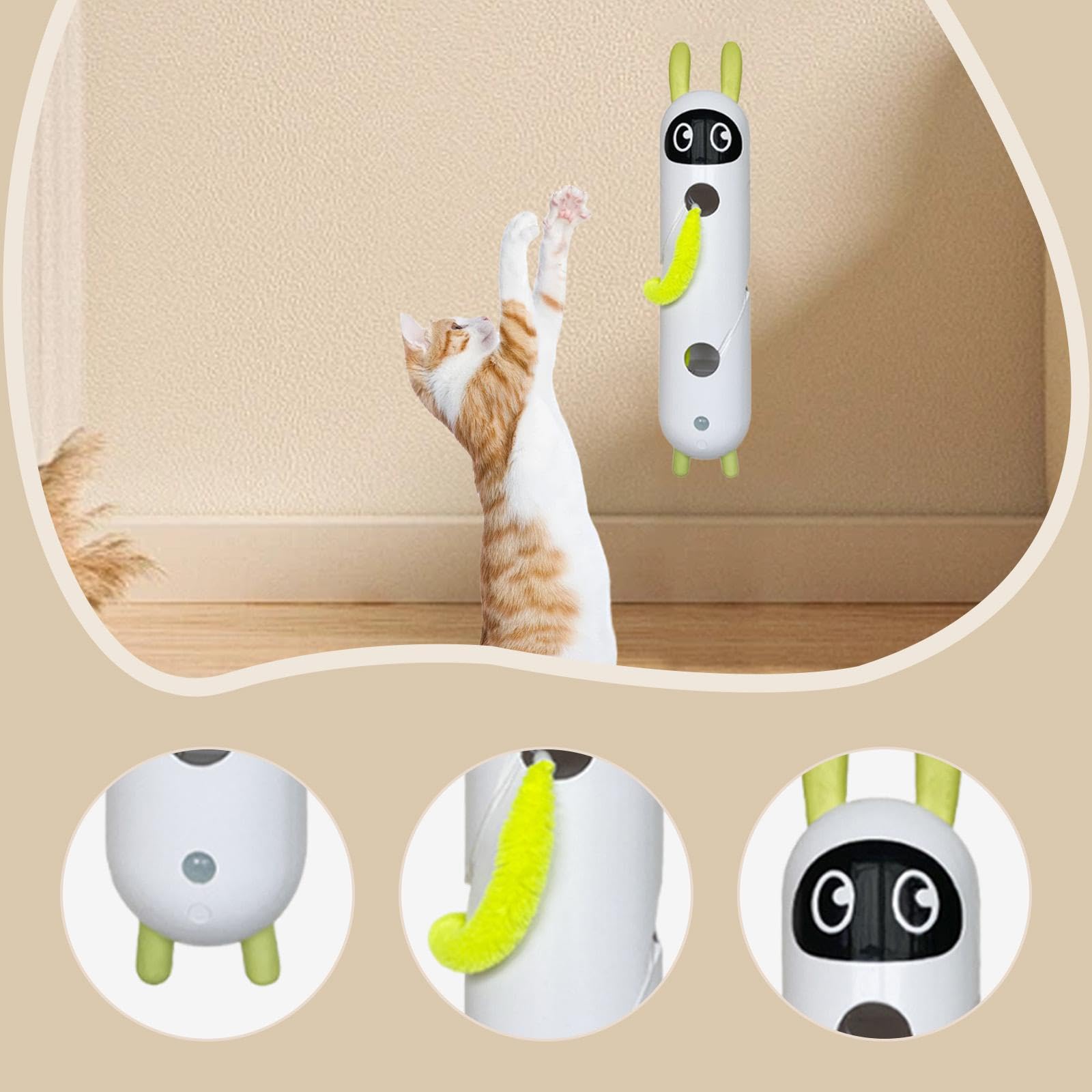 Qianly Jouet Interactif Intelligent pour Chat, Ventouse, Simulation de Taquinerie pour Chaton et Petits Chats, Exercice