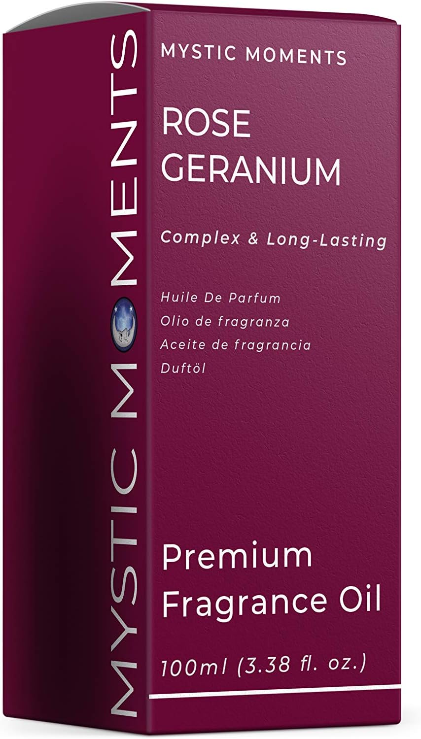 Mystic Moments | Rose Geranium Fragrance Oil - 100ml - Perfect for Soaps, Candles, Bath Bombs, Oil Burners, Diffusers and Skin & Hair Care Items