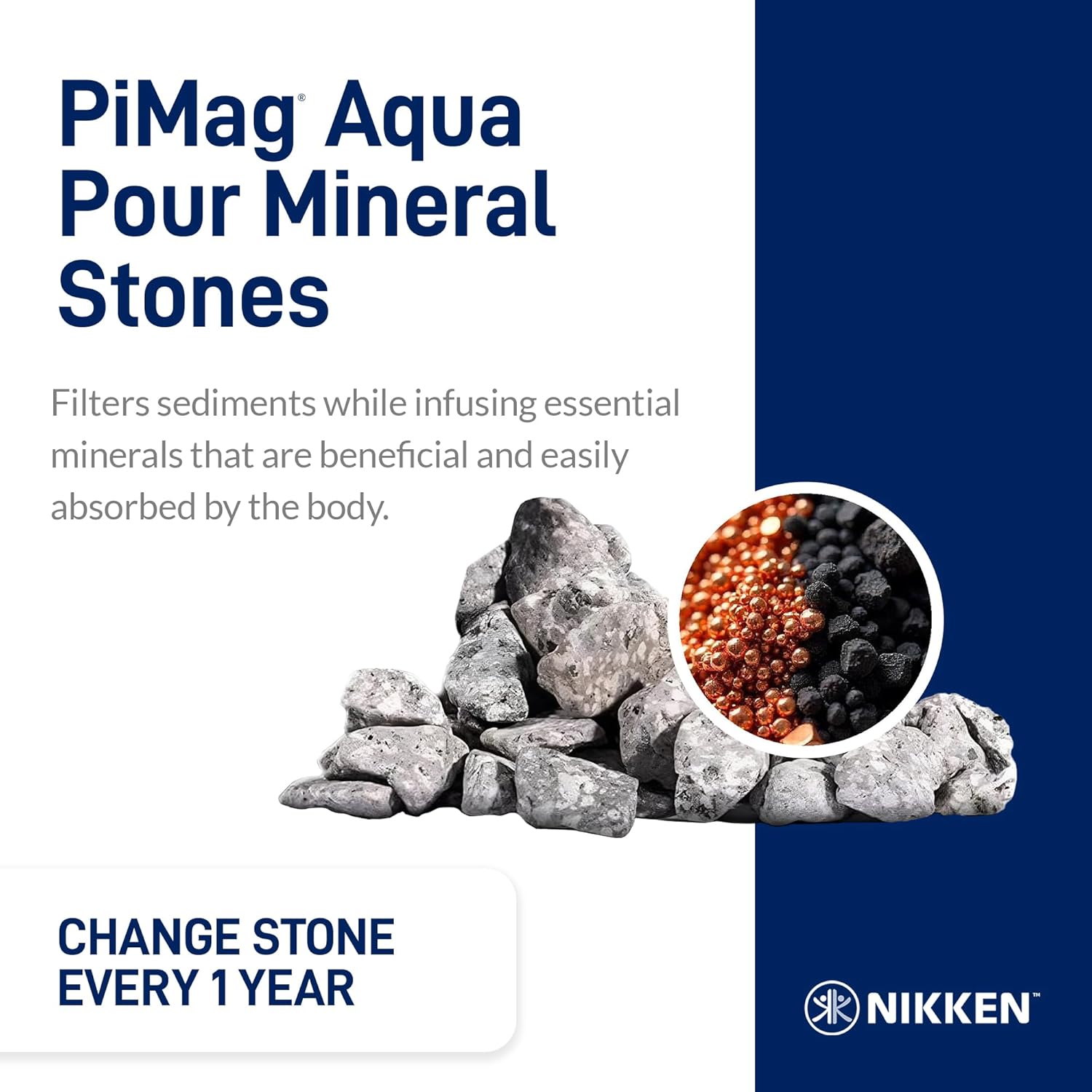 Nikken PiMag Aqua Pour Mineral Stones 1386 - Replacement for PiMag Aqua Pour System 1360 - Perfect for Reduction of Aesthetic Chlorine and Aesthetic Chloramine