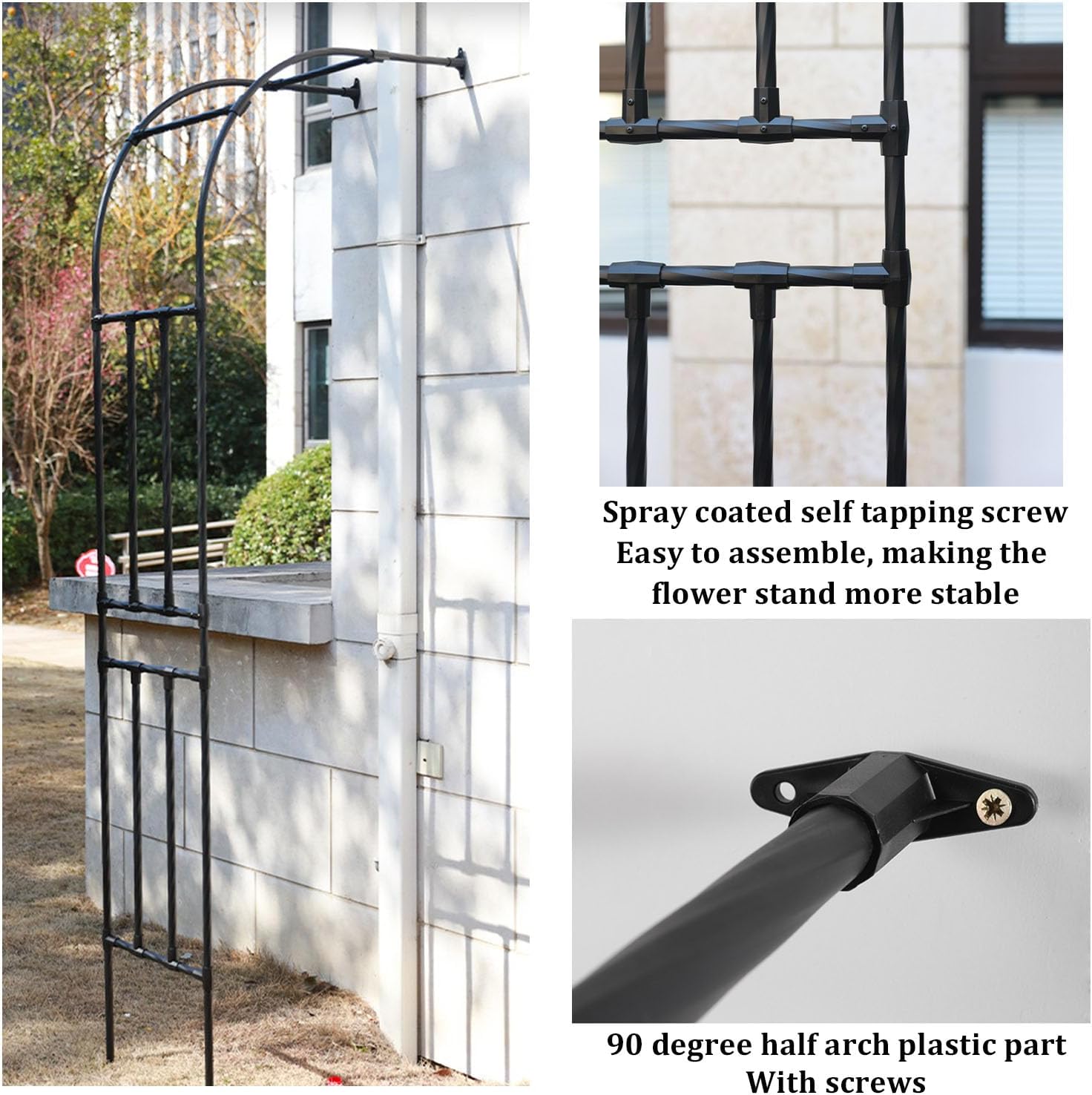 Archway Trellis,for Climbing Plants,Outdoor Trellis Arbor Archway,Iron Arch Flower Rack,Garden Arbors,Support Various Bridal Party Decoration,Pergola Arbor,Lawn,Party(Size:260*240*40cm,Color:black)