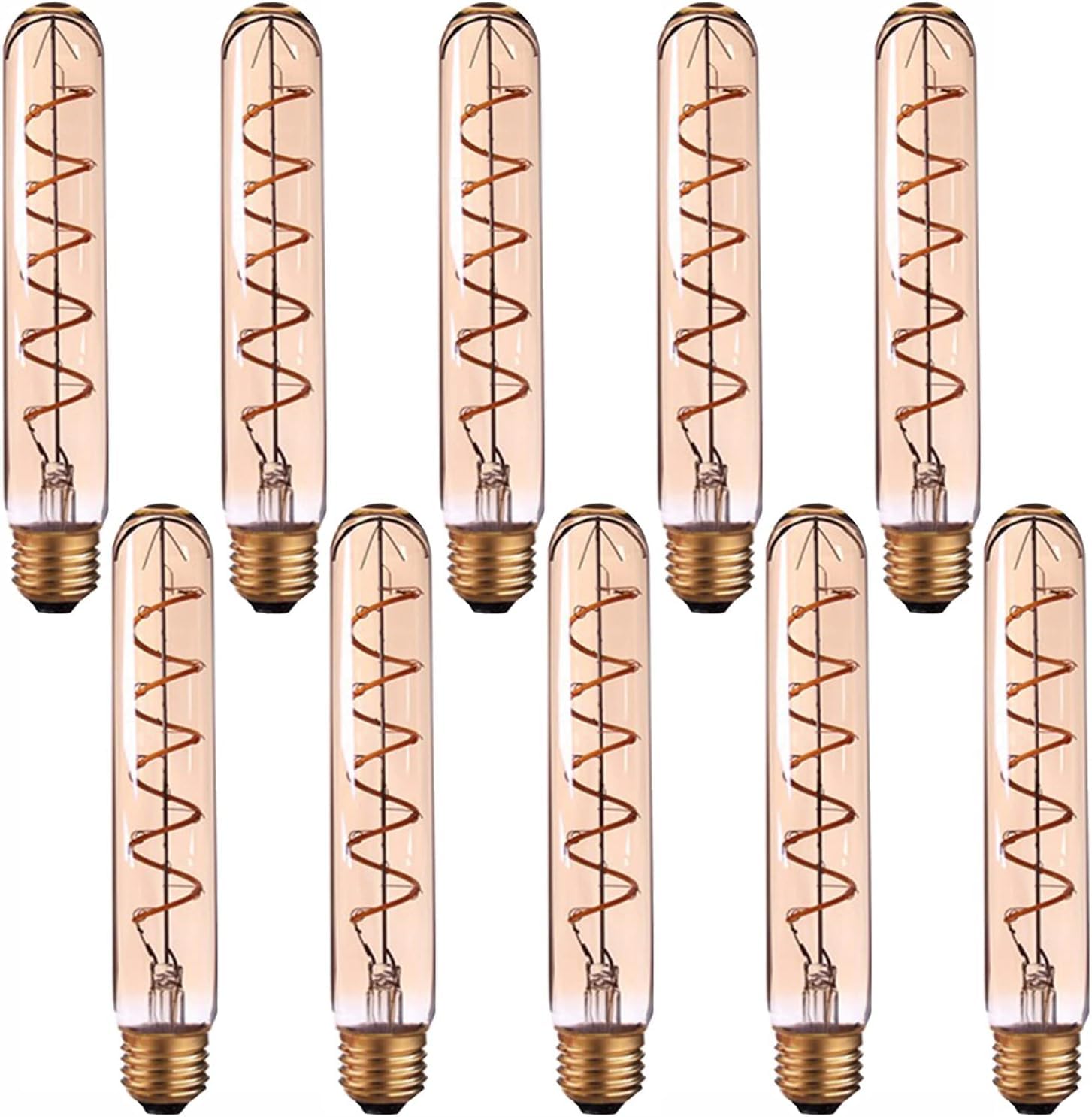 Lampadine tubolari a LED T30 3W equivalenti a 30W, 2200k Giallo caldo 300 lumen Lampadine Edison con filamento a spirale dimmerabili, base standard in vetro ambrato