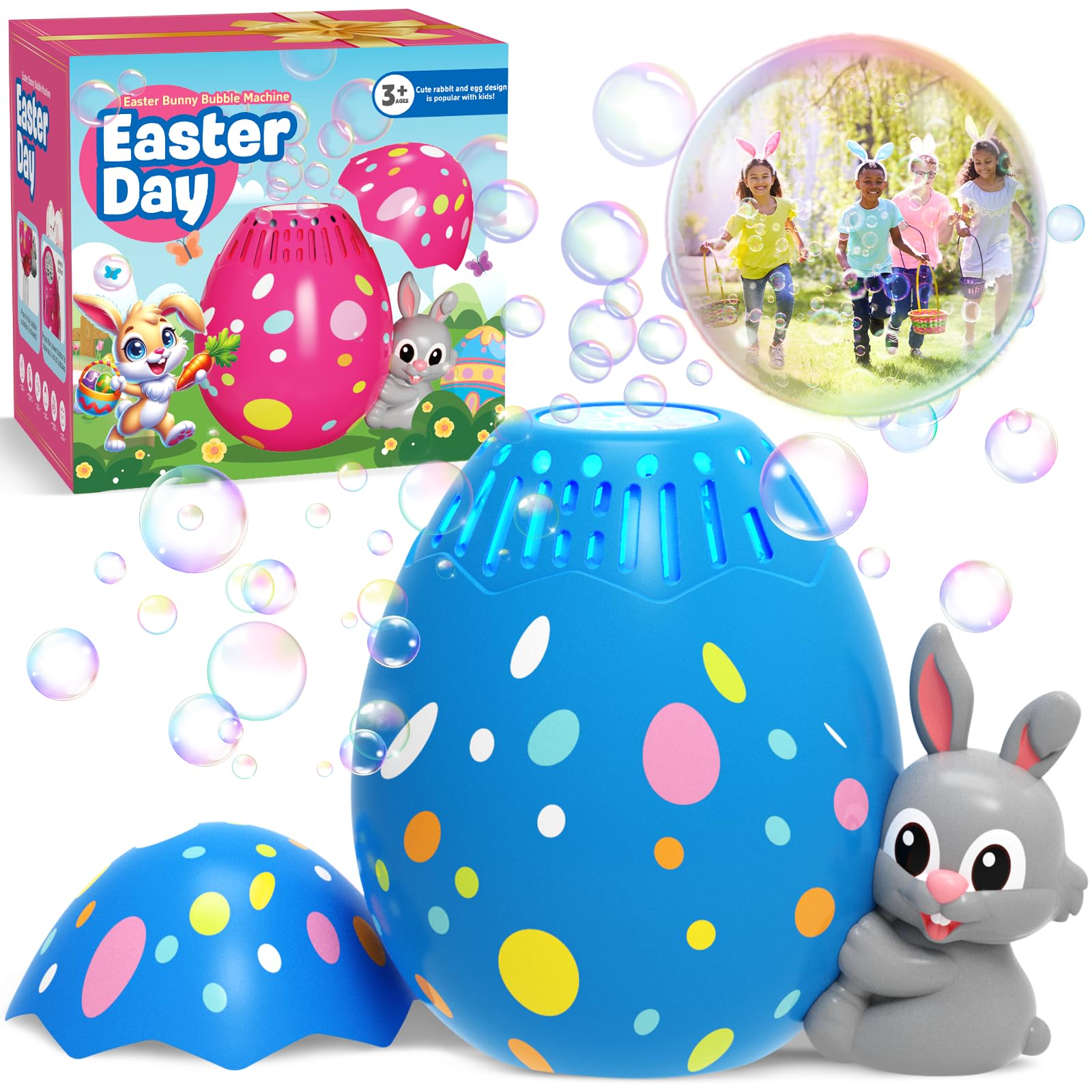 Machine à Bulles Lapin - 21 Sorties - Avec Lumières LED - Jouet Extérieur/Intérieur Pour Enfants 3+